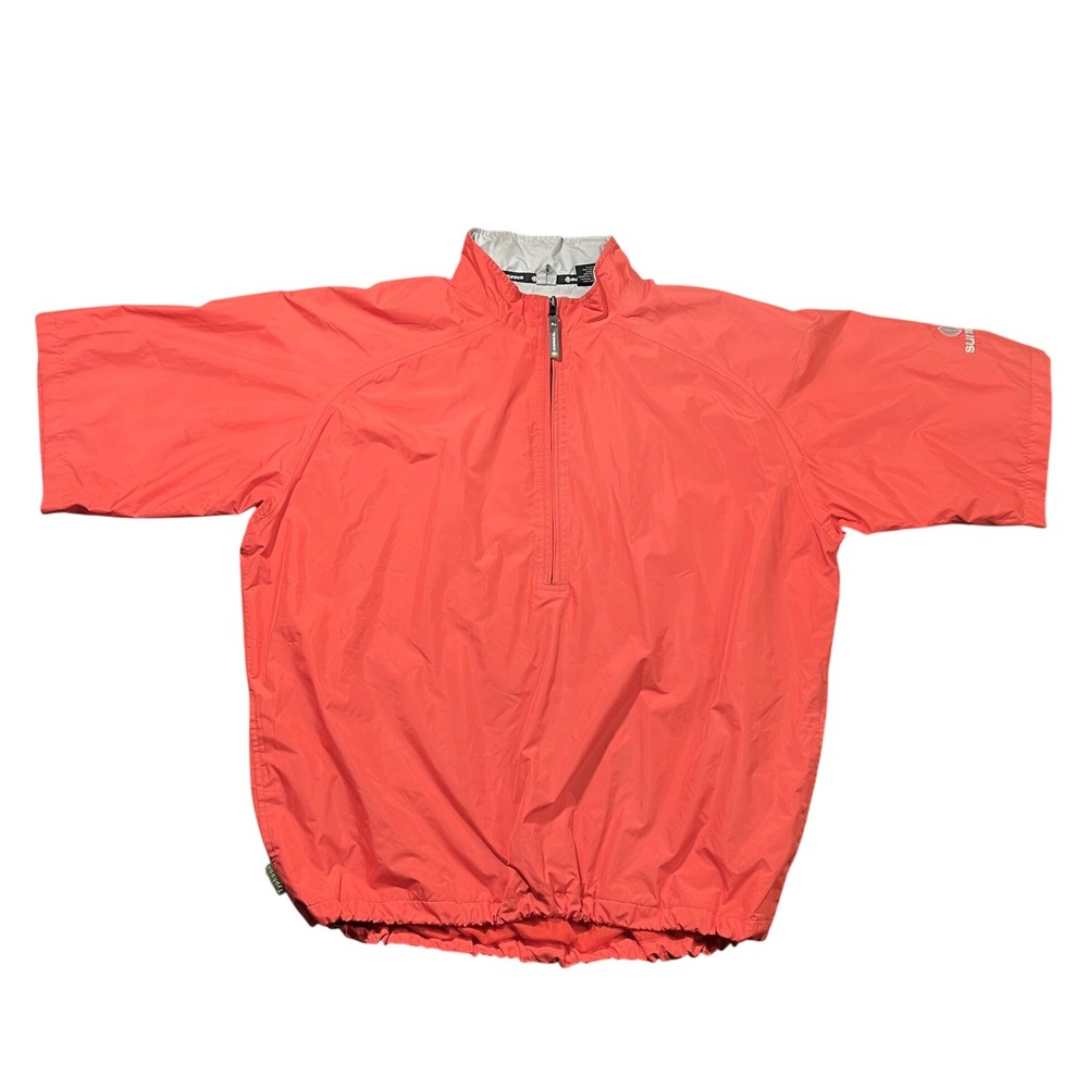 Sunice Typhoon Men's XL Orange Short Sleeve‎ Golf Windbreaker Quarter Zip 2435